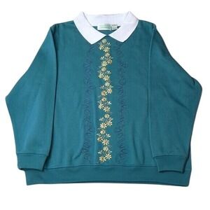 Vintage Shenanigans Floral Collared Cute Cottage Grandma Retro Womens Sweater 1X